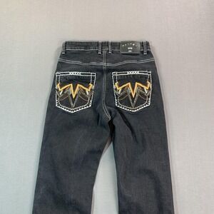 Patron Cito Jeans Mens 28x30 Black Stretch Straight Leg Embroidered Pockets